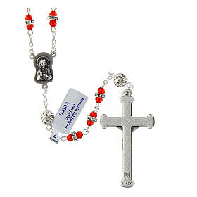 Rosary in oxidised metal ruby pearl with strass