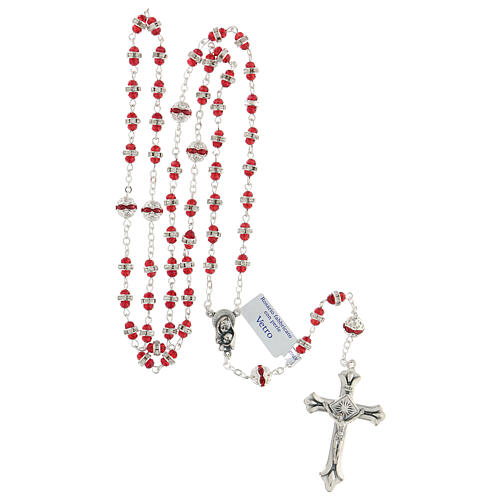 Rosary in oxidised metal ruby pearl with strass 4