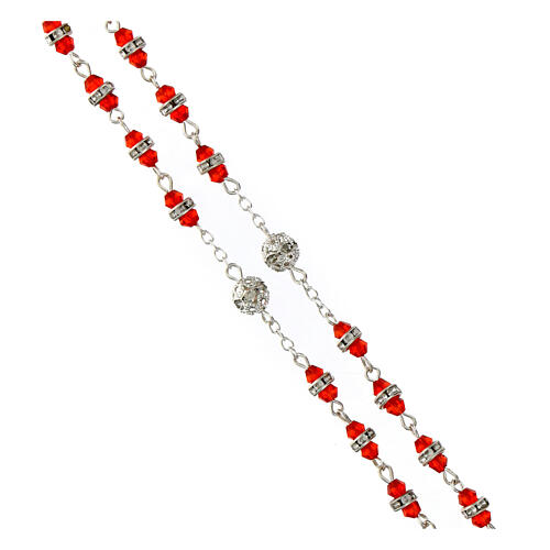 Rosary in oxidised metal ruby pearl with strass 3