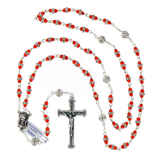 Rosary in oxidised metal ruby pearl with strass 4