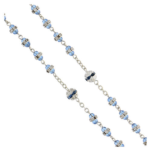 Rosenkranz mit saphirblauen Perlen und Strass 3