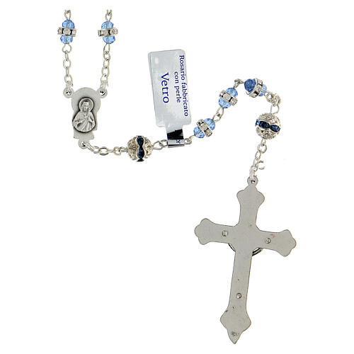 Rosary in oxidised metal sapphire pearl with strass 2