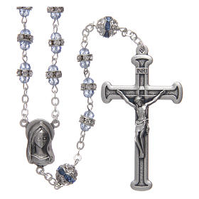 Rosari metallo: Rosario zaffiro in strass e metallo ossidato