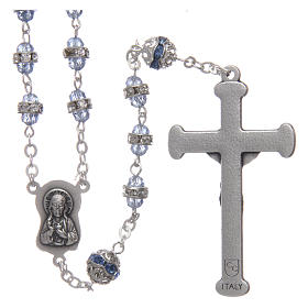 Rosari metallo: Rosario zaffiro in strass e metallo ossidato