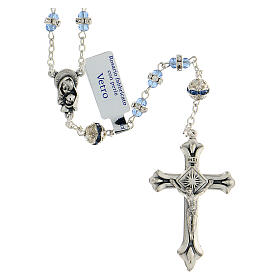 Rosary in oxidised metal sapphire pearl with strass