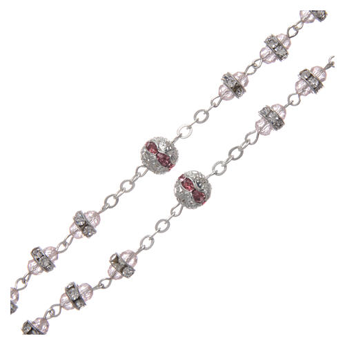 Rosenkranz mit rosafarbenen Perlen und Strass 3
