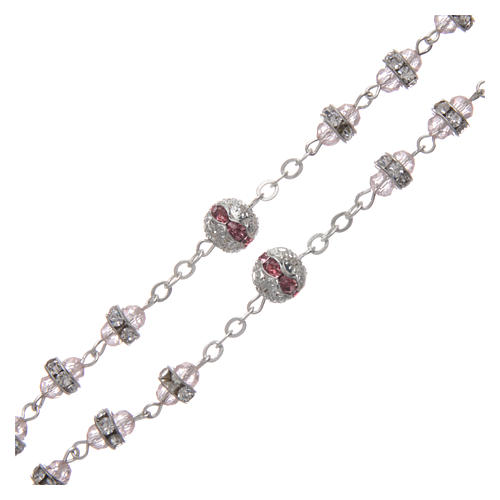 Rosary in oxidised metal pink pearl with strass 3