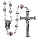 Rosary in oxidised metal pink pearl with strass s1