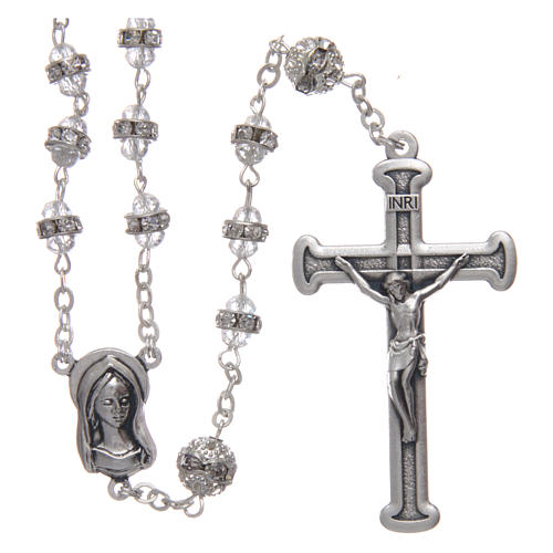 Crystal rosary in strass and steel 1