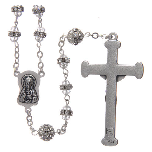 Crystal rosary in strass and steel 2