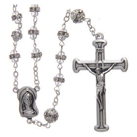 Crystal rosary in strass and steel