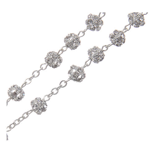 Silver rosary with strass grains and crystal 6 mm 3