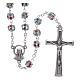 Silver rosary with strass grains multicoloured 6 mm s1