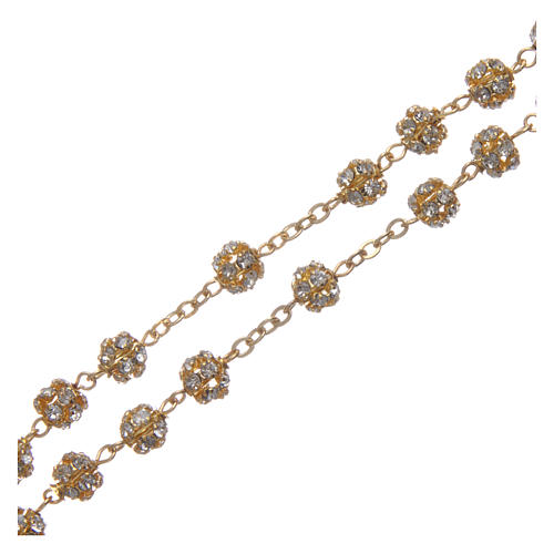 Gold rosary with strass crystal grains 6 mm 3