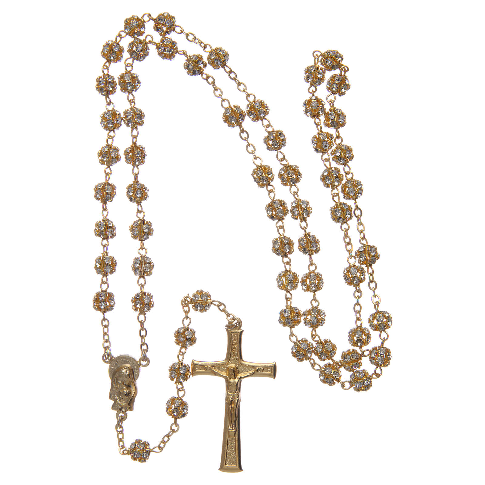 Gold rosary with strass crystal grains 6 mm online sales on