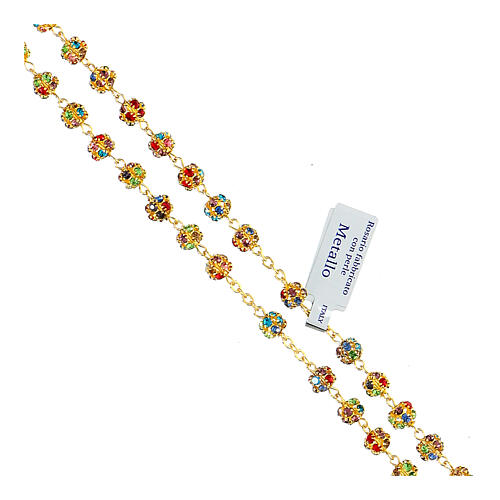 Gold rosary with strass grains multicoloured 6 mm 3