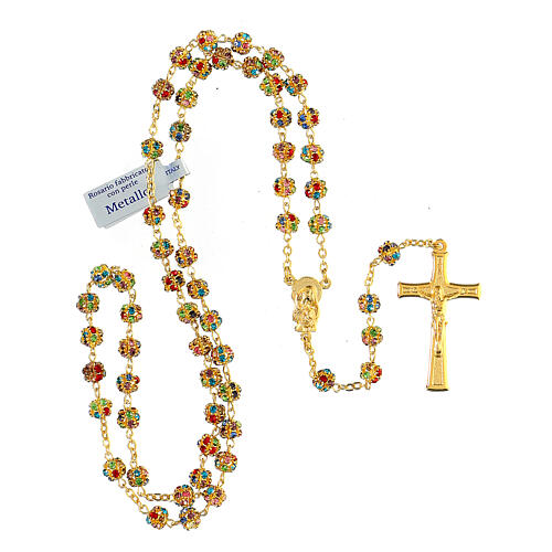 Gold rosary with strass grains multicoloured 6 mm 4