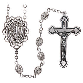Rosary in metal Our Lady of Lourdes with Lourdes water 8x6 mm grains