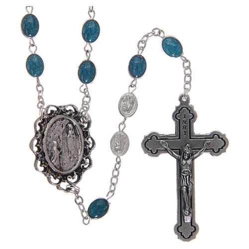 Rosary in metal Our Lady of Lourdes with Lourdes water 6x4 mm grains 1