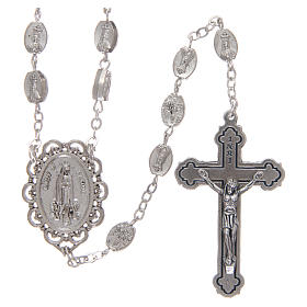 Rosary in metal Our Lady of Fatima 7x4 mm grains, antique silver effect