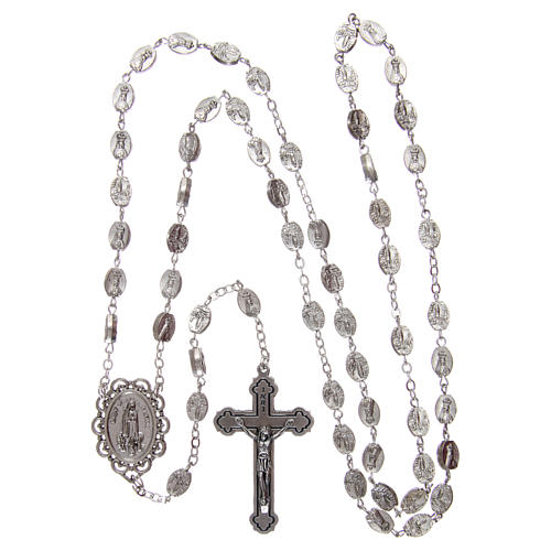 Rosary in metal Our Lady of Fatima 7x4 mm grains, antique silver effect 4
