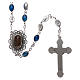 Rosary in metal Our Lady of Fatima with Fatima soil 6x4 mm grains, blue enamel s2