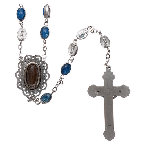 Metal rosary Fatima soil dirt 6x4 mm blue enamel 2