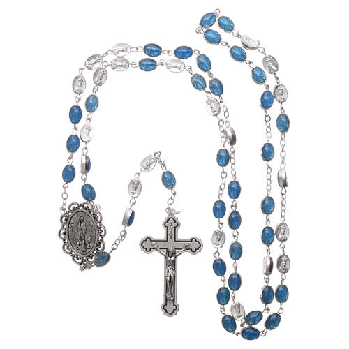 Metal rosary Fatima soil dirt 6x4 mm blue enamel 4