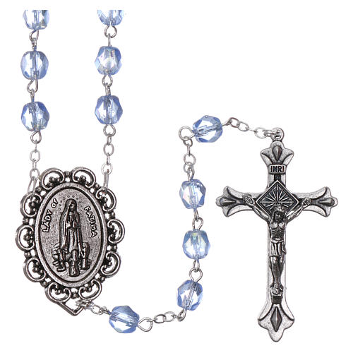 Rosary Our Lady of Fatima with Fatima soil 4x3 mm grains, blue 1