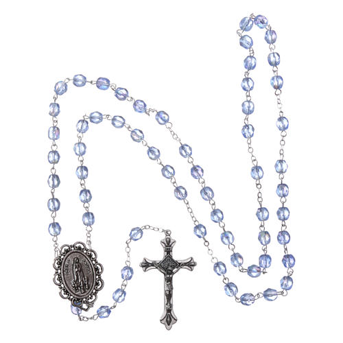Rosary Our Lady of Fatima with Fatima soil 4x3 mm grains, blue 4