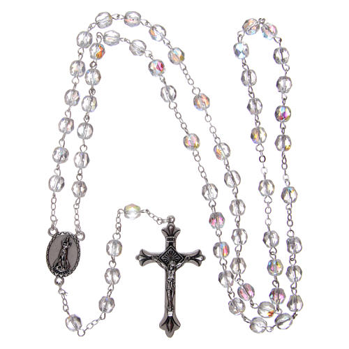 Rosary Our Lady of Fatima 4x3 mm grains, crystal colour 4