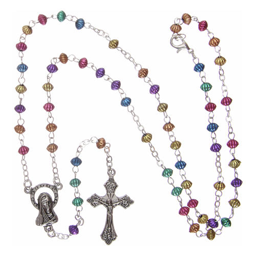 Rosary in metal 2x1 mm grains, multicolour 4
