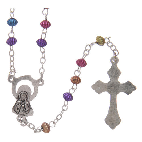 Rosary in metal 2x1 mm grains, multicolour with box 2