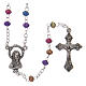 Rosary in metal 2x1 mm grains, multicolour with box s1