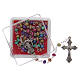 Rosary in metal 2x1 mm grains, multicolour with box s5