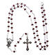Rosary in metal 2x3 mm grains with heart-shaped case, ruby red s4