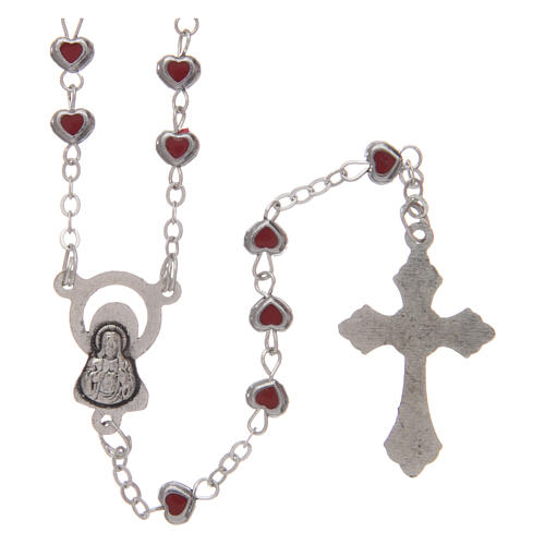 Metal rosary 3 mm with heart shaped red case 2