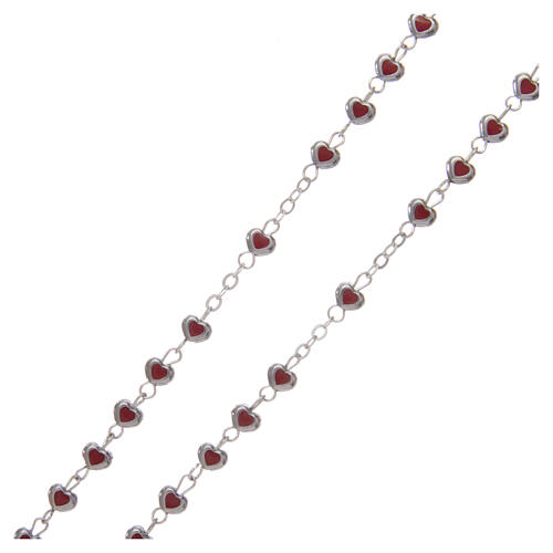 Metal rosary 3 mm with heart shaped red case 3