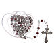 Metal rosary 3 mm with heart shaped red case s5