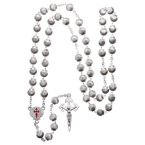 Rosario Del Pellegrino Con Croce E Conchiglia - Souvenir Religioso, Materiale Zama, Lunghezza 60 Cm, Alta Qualità