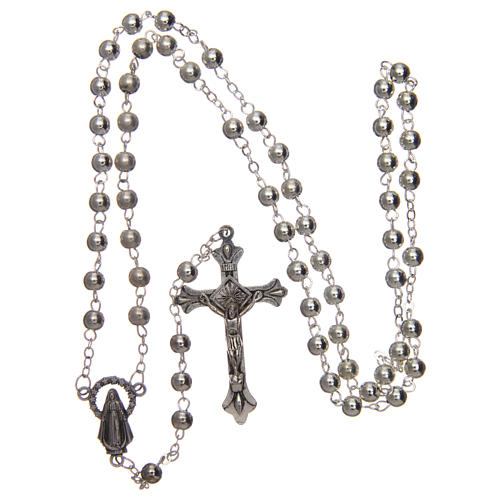 Rosary in silver-plated metal with handmade thread 5 mm 4