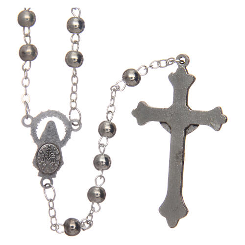 Silvery metal rosary with handmade chain 5 mm 2