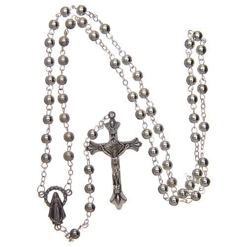 Silvery metal rosary with handmade chain 5 mm 4