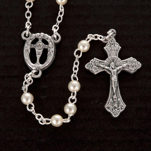 Imitation pearl rosary, First Communion 4mm 3