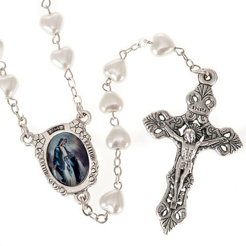 Miraculous Virgin pearl effect rosary (6 mm) 1