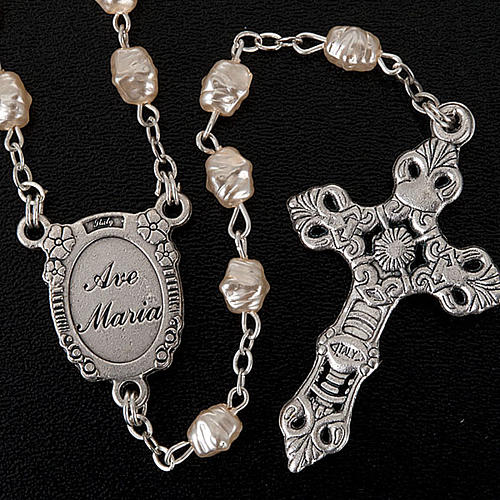Miraculous Virgin pearl effect rosary (5x7 mm) 2