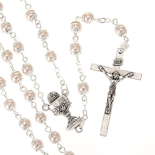 First Communion pearl effect rosary 1