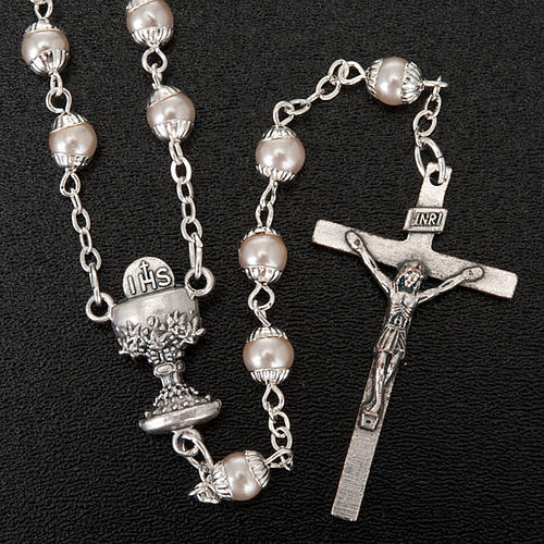 First Communion pearl effect rosary 4