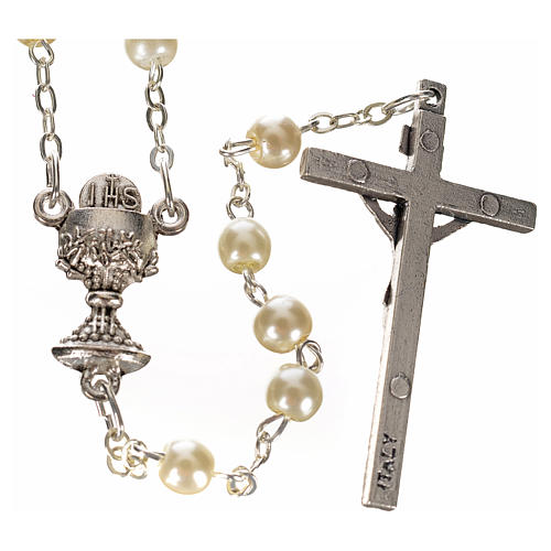 First Communion ivory pearl effect rosary 2