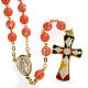 Imitation coral rosary with brass ligature, 6mm s1